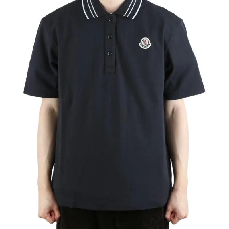 Moncler Logo patch Cotton Polo Shirt-2