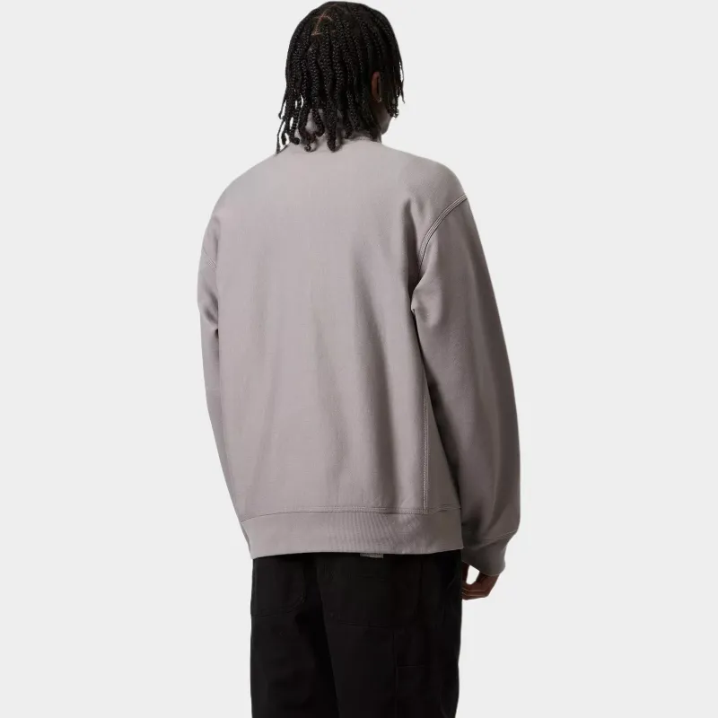 Carhartt WIP FW24 Half Zip American Script Sweatshirt Sweatshirt Unisex Gray-3