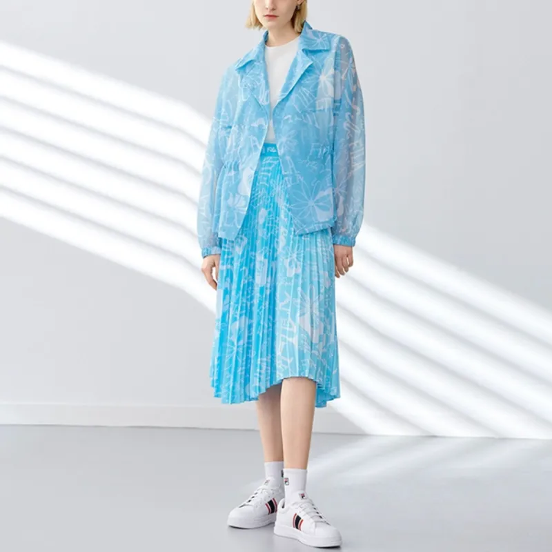 FILA Jackets Women's Green White Floral Pattern-2