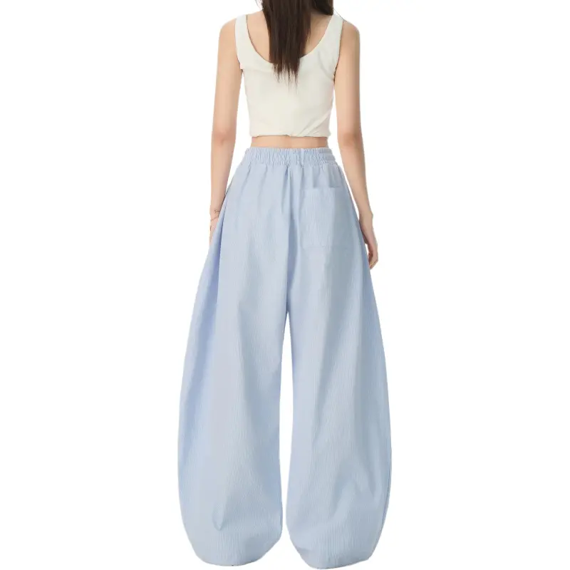 Wen Shan Casual Pants Women's Stripe Blue-1