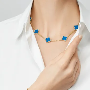 Van Cleef & Arpels Alhambra Four Leaf Lucky Series 18K Gold Necklaces Women's Gold