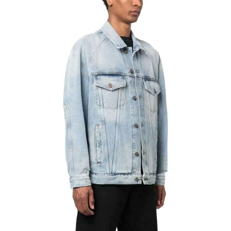 PALM ANGELS Light Wash Sunset Loose Denim Jacket-3