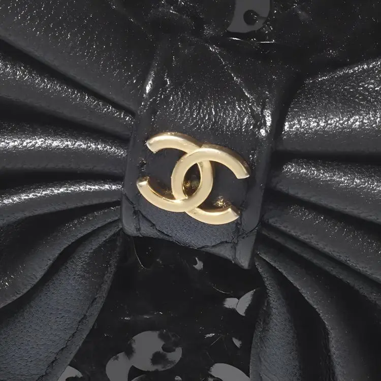 CHANEL Tweed Sequins Shoulder Bag, Crossbody Bag Women's Black-3