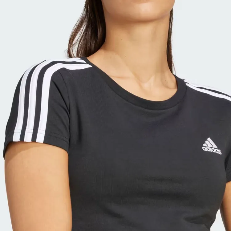 adidas Women's Essentials 3-Stripes Colorblock Tee Black-4