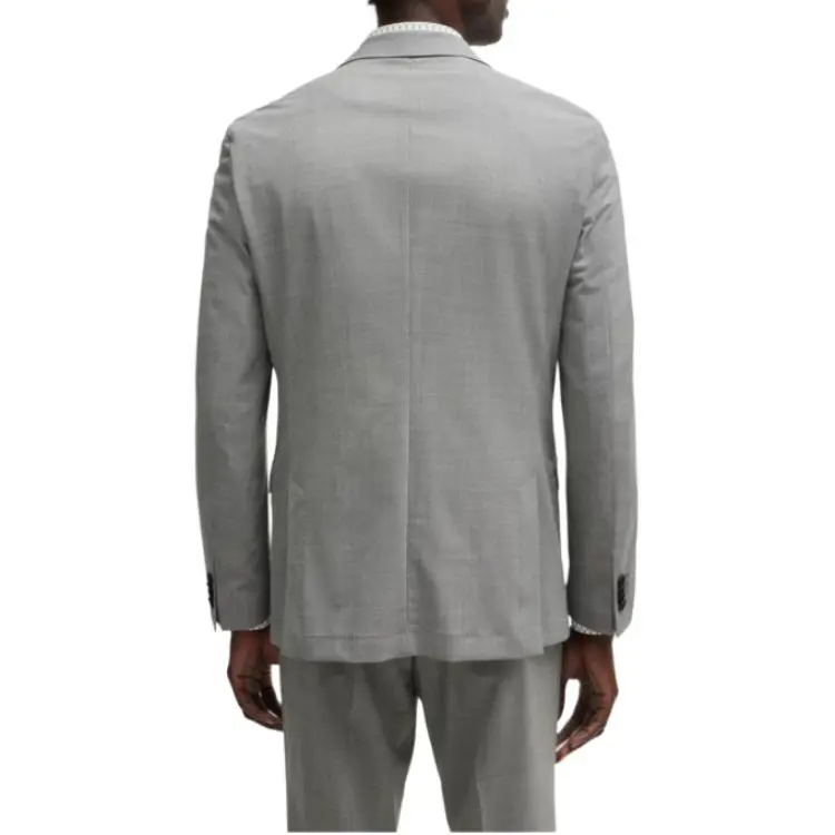 HUGO BOSS Slim-Fit Suit In Micro-Patterned Performance-Stretch Cloth Business Suits Men's Gray-1