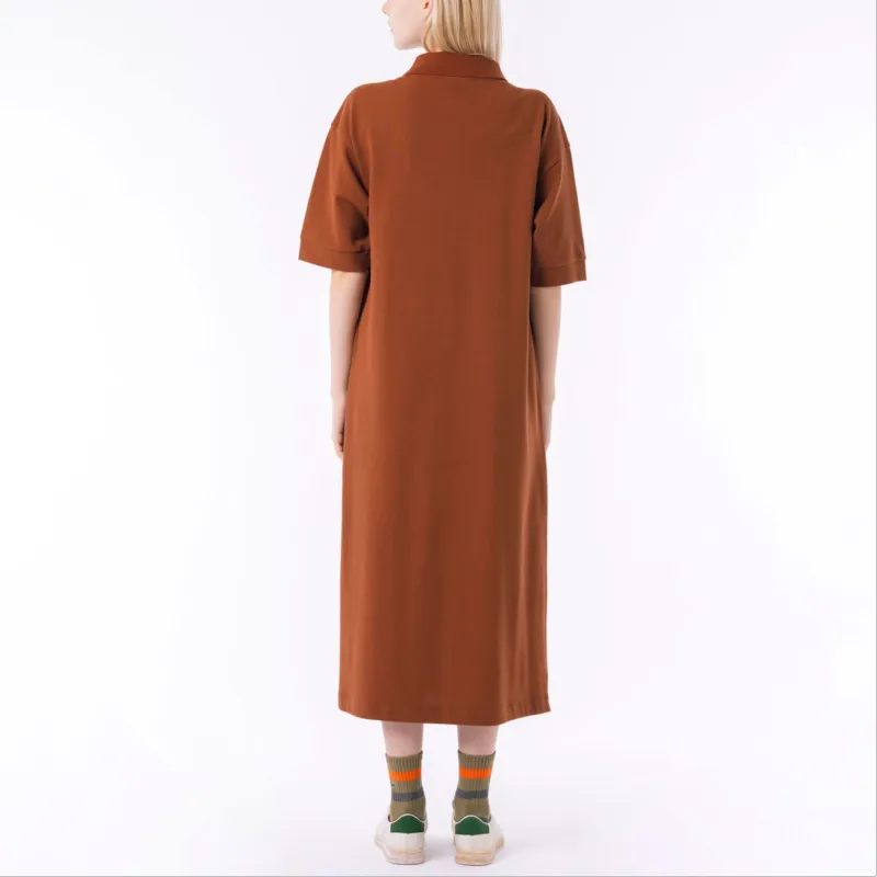 LACOSTE Short Sleeved Dresses Women's Brown-3
