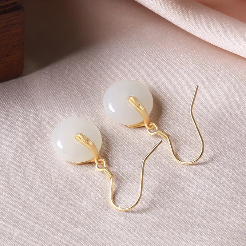 TAMINA Earrings White Jade Women's-3