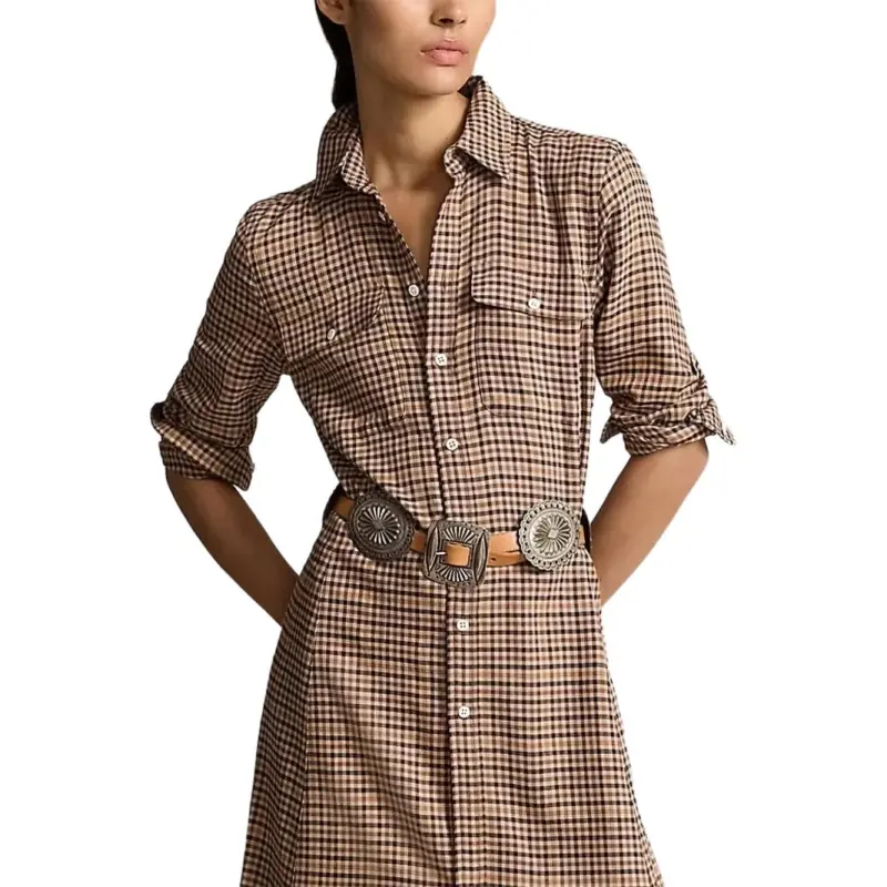 Polo Ralph Lauren SS25 Long Sleeved Dress Women's Brown-3