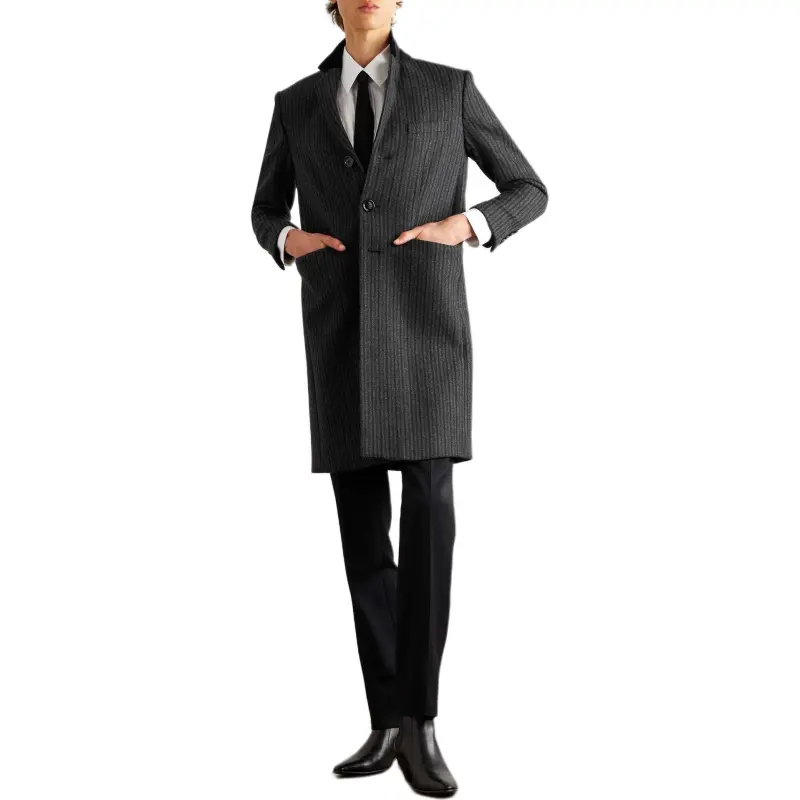 CELINE Chesterfield Coat In Striped Wool-2