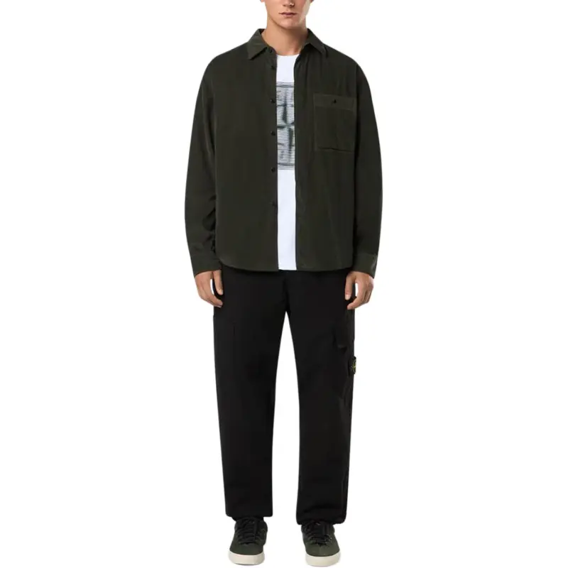 STONE ISLAND Logo Patch Straight Leg Trousers-2