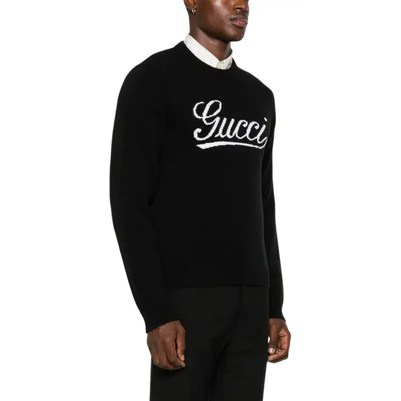 GUCCI Logo Intarsia Knit Sweaters-4