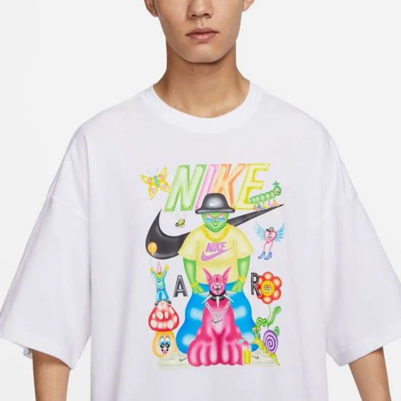 Nike Drop Shoulder Sleeve T Shirt Men's White-3