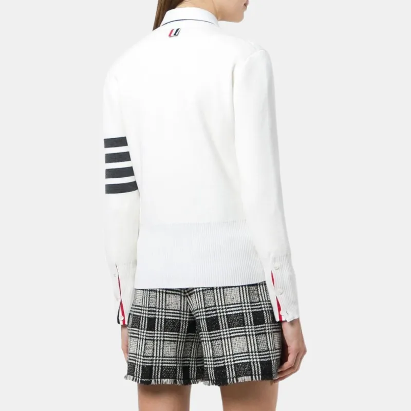 THOM BROWNE Milano Stitch V Neck Merino Cardigan-2