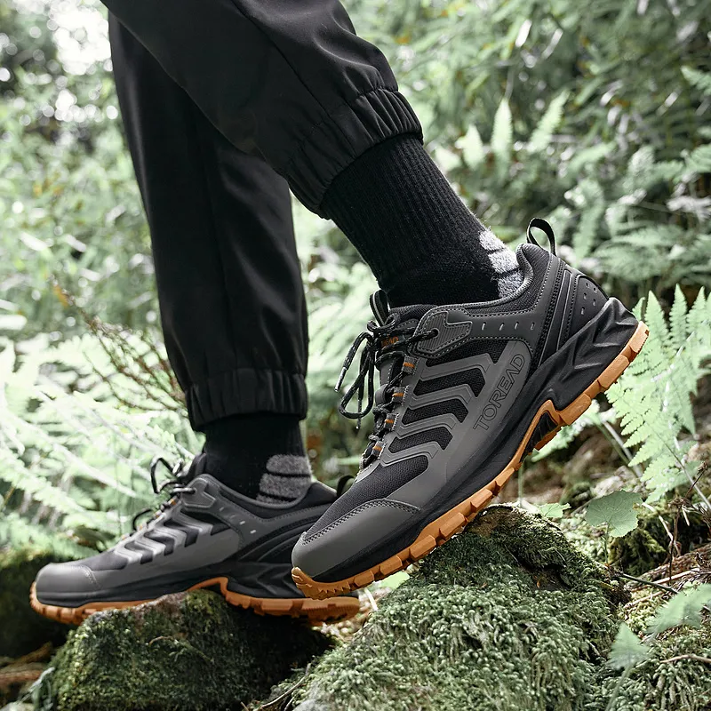 TOREAD Cushioned Slip Resistant Low Top Trekking Shoes Unisex Gray Black-2