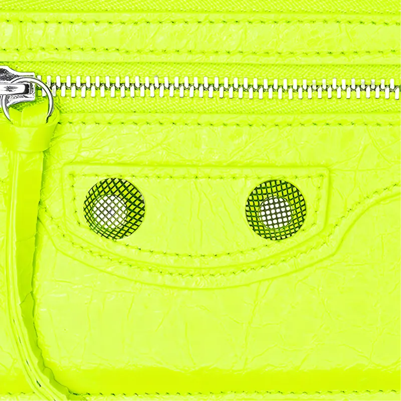 Balenciaga Le Cagole Fine-Grained Sheepskin Coin Purse Card Clip Card Holder Regular Women's Fluorescent Yellow-3