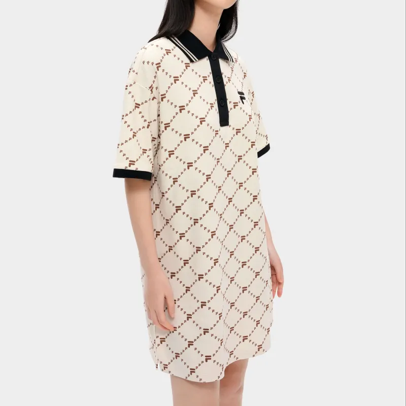 FILA FUSION FOB Series Short Sleeved Dress Women's Lactose Color-2