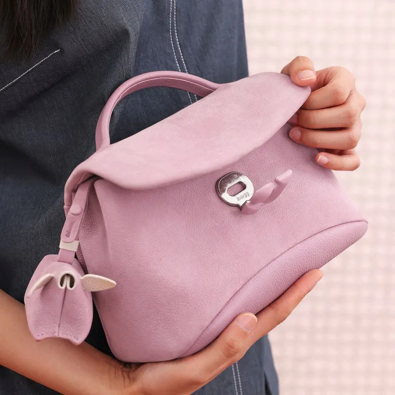 KUNOGIGI Top Grain Cow Leather Piggy Backpack Daily Commute Medium Size Women's Frosted Green-5