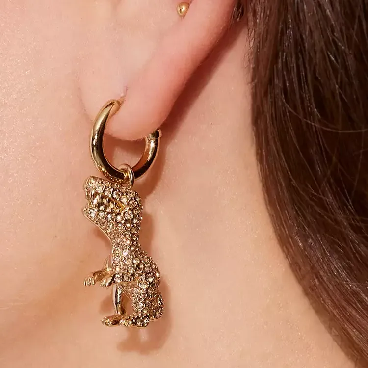 COACH Brass Plated, Crystal, Sterling Silver Earrings Women's Gold-1