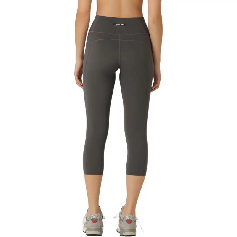 LORNA JANE Stomach Support 7/8 Leggings Sports Shorts Women's Silver Gray-3