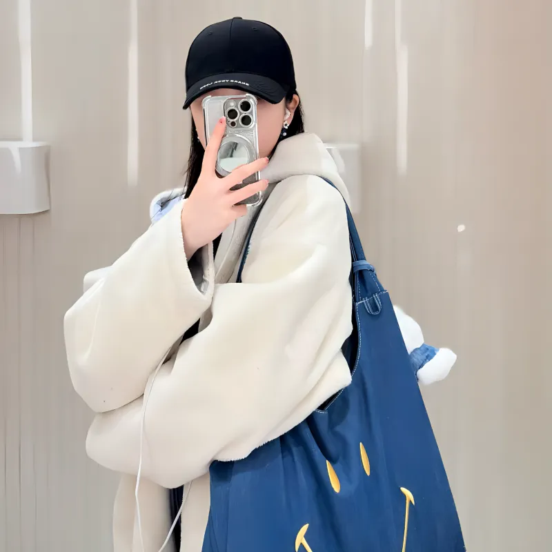 Lee Smiley® Collaboration Fabric Tote Bag, Shopping Bag, Shoulder Bag Regular Unisex Denim Blue-4
