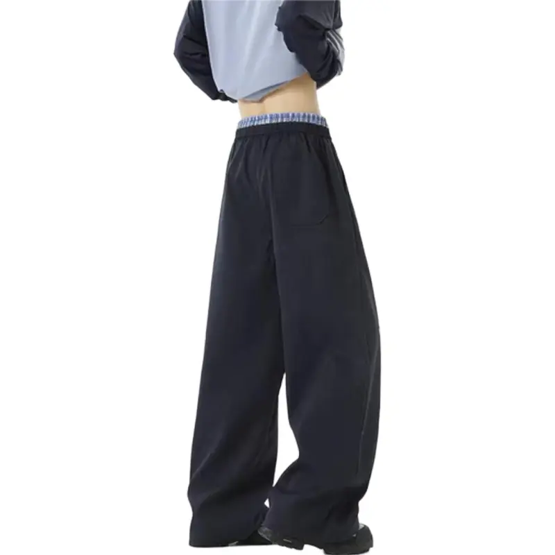 IJRJ Casual Pants Unisex Navy Blue-4