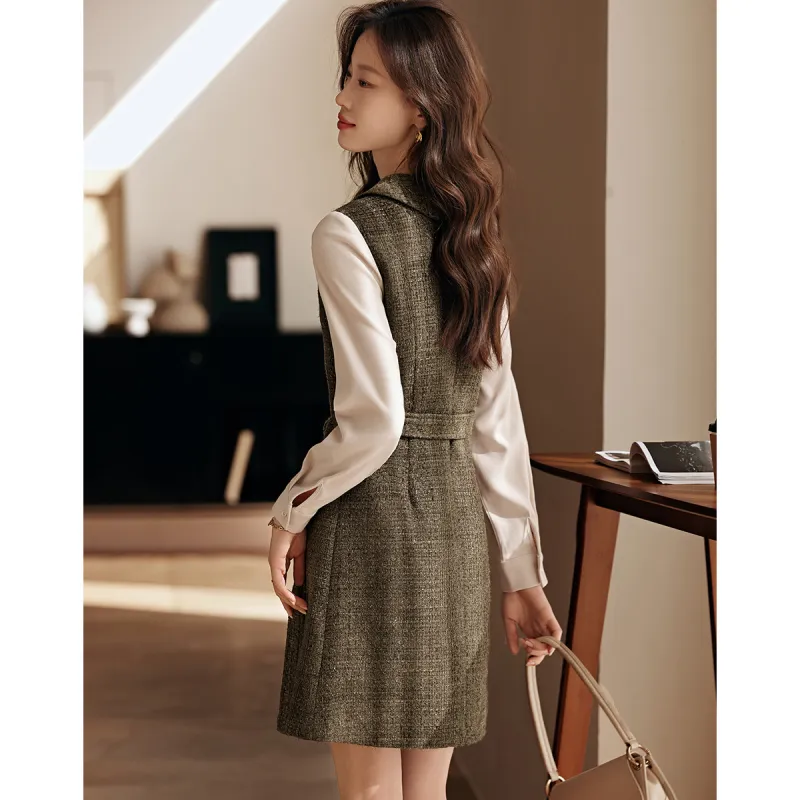 Mo Han Yi Mei Long Sleeved Dress Women's Olive Green-1