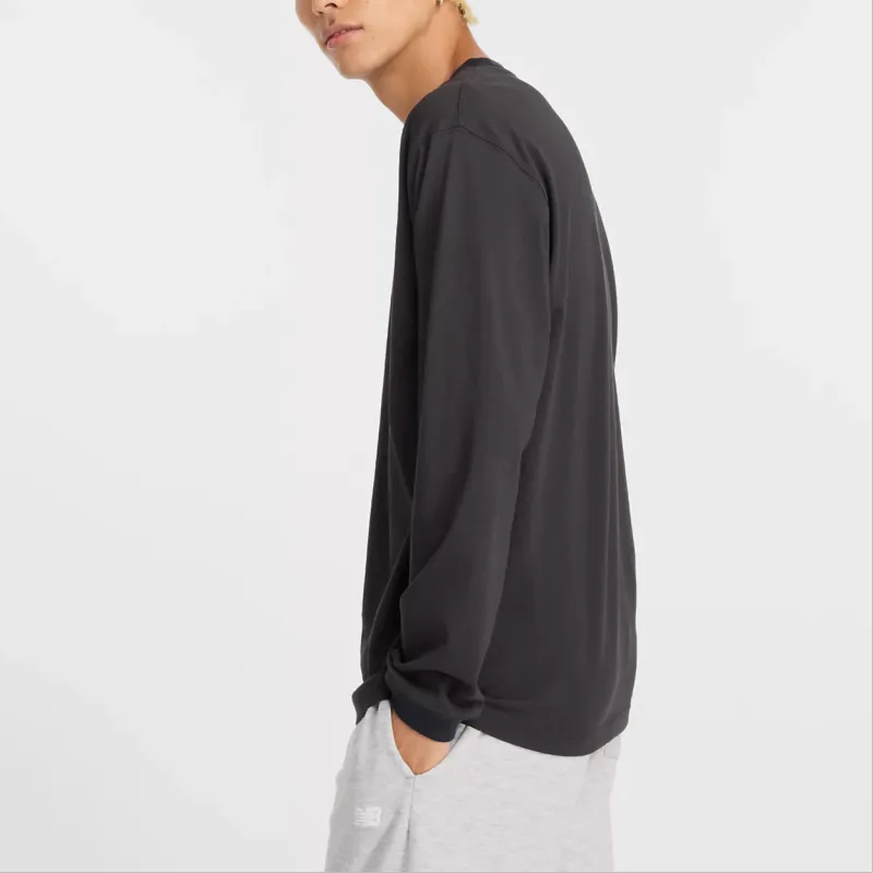 New Balance Athletics Cotton Long Sleeve T Shirt Men's Black-2
