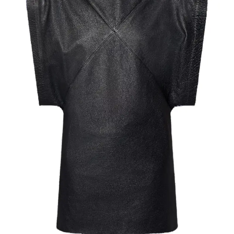 LOUIS VUITTON Portrait Collar Leather Dress-4