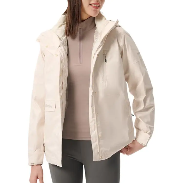 Columbia FW24 Hiking Waterproof And Warm Windbreaker Jacket Women's Ecru-4