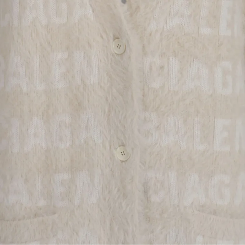 Balenciaga Allover Logo Furry Cardigan-6