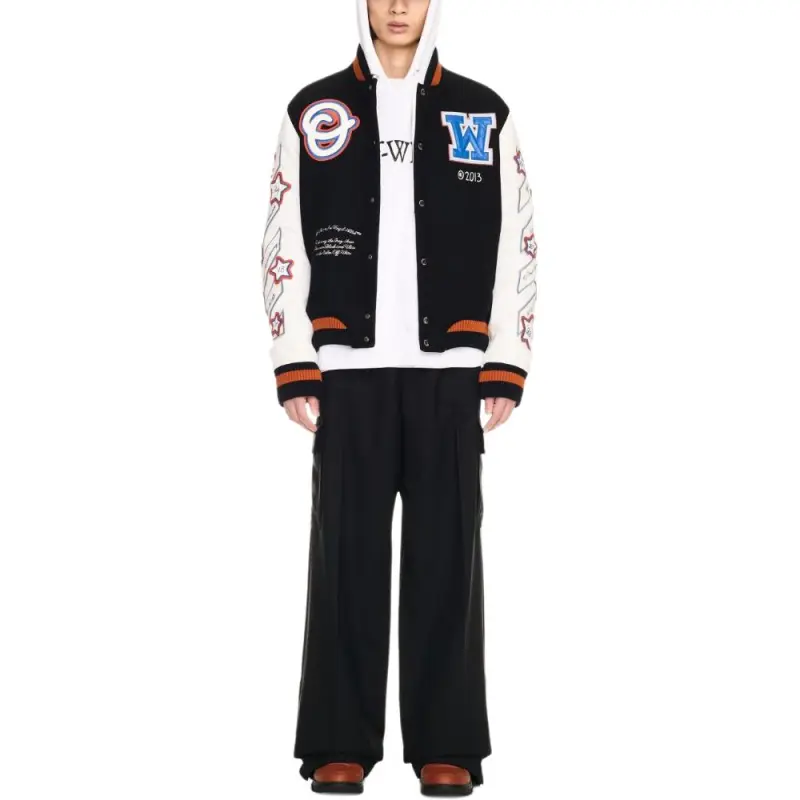 OFF WHITE Patchwork Varsity Jacket-1