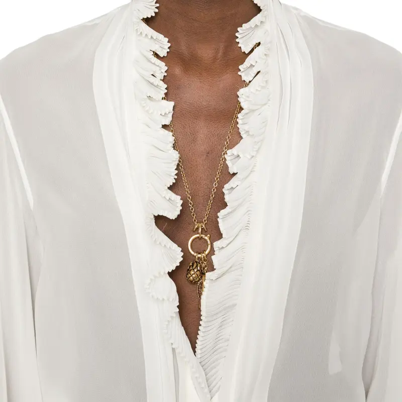TOM FORD Ruffle Detailed V Neck Blouse-4