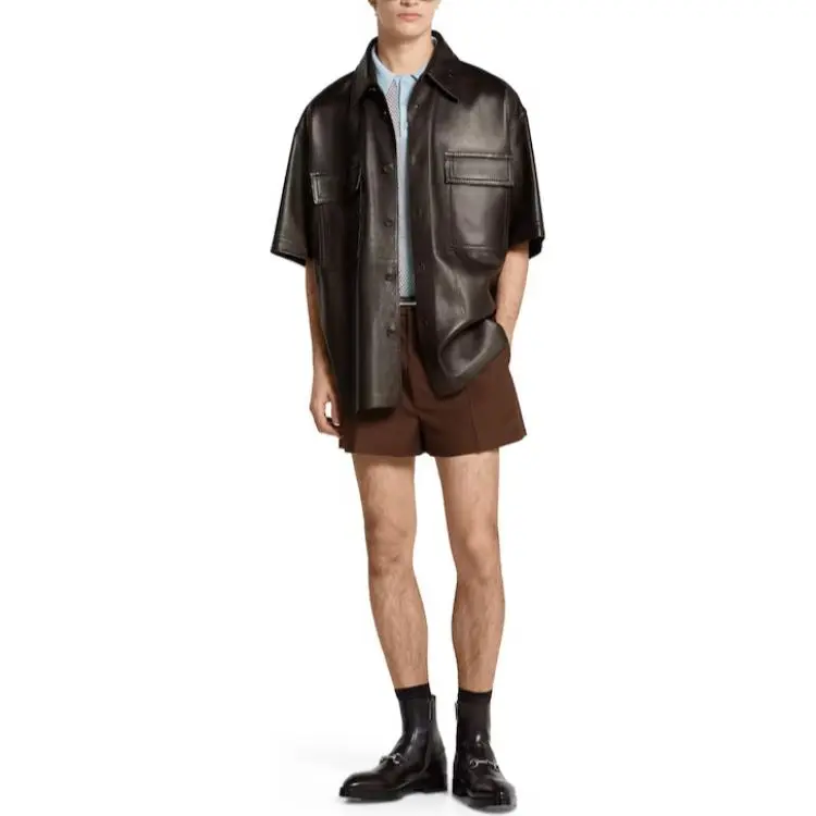 GUCCI SS25 Leather Jacket Men's Dark Brown-3