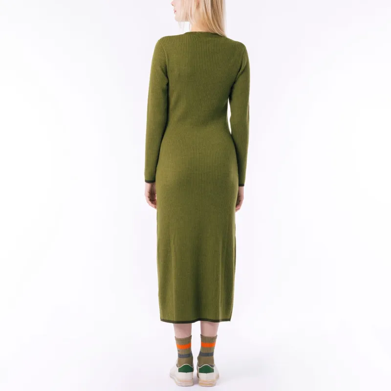 LACOSTE Long Sleeved Dress Women's Khaki Green-3