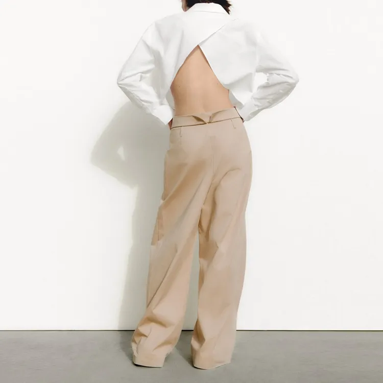 ZARA Crop Tops Women's White-2