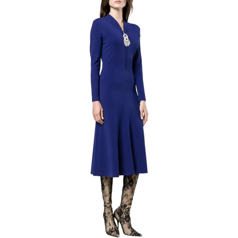 Balenciaga Long Sleeved Dress Regular Fit Women's Blue-2