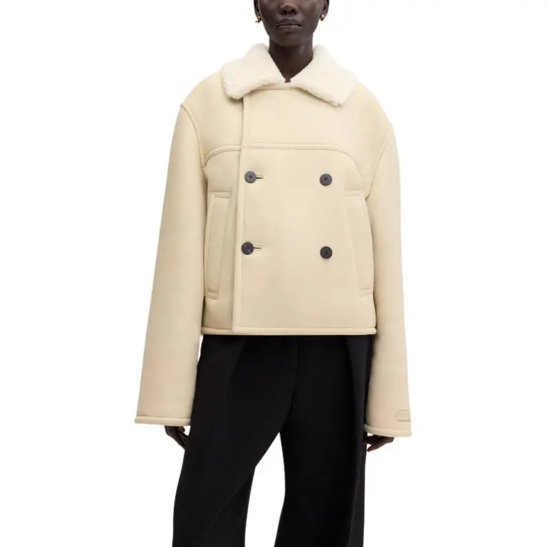 Jacquemus Double Breasted Shearling Coat-4