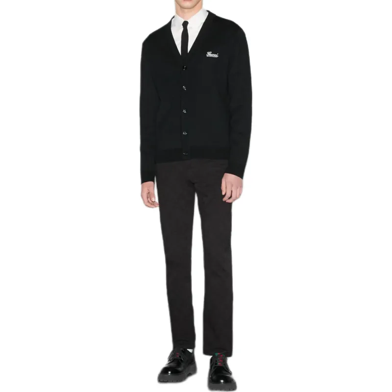 GUCCI Logo Embroidered Button Up Cardigan-3