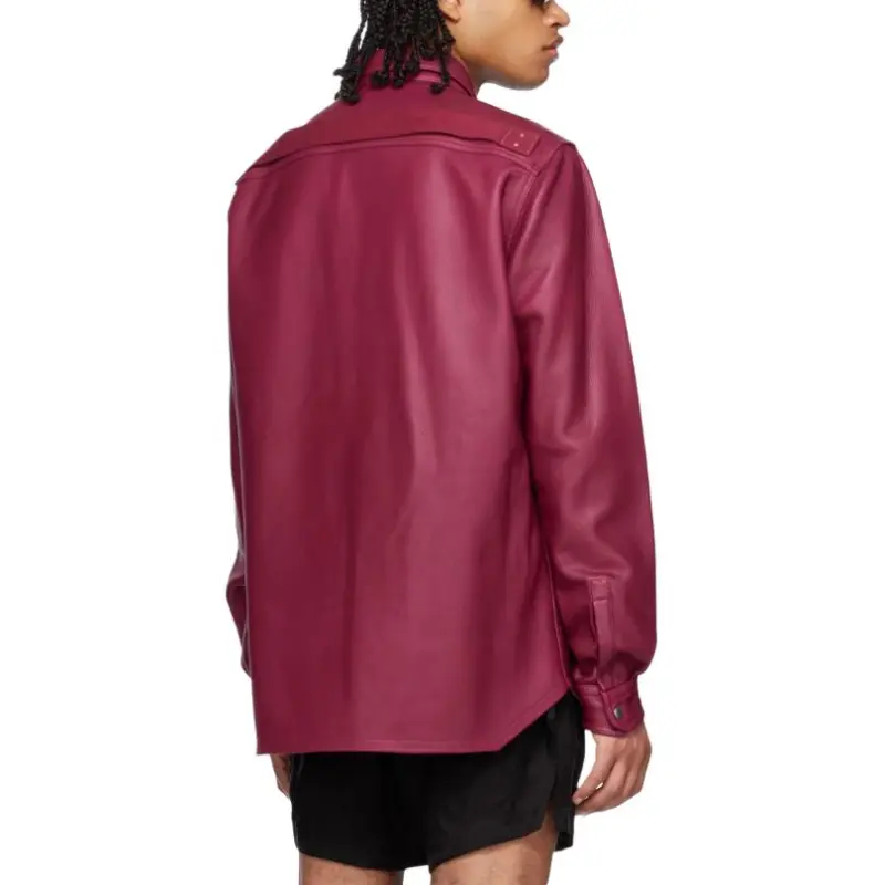 RICK OWENS/RO Leather Jacket Men's Dark Pink-1