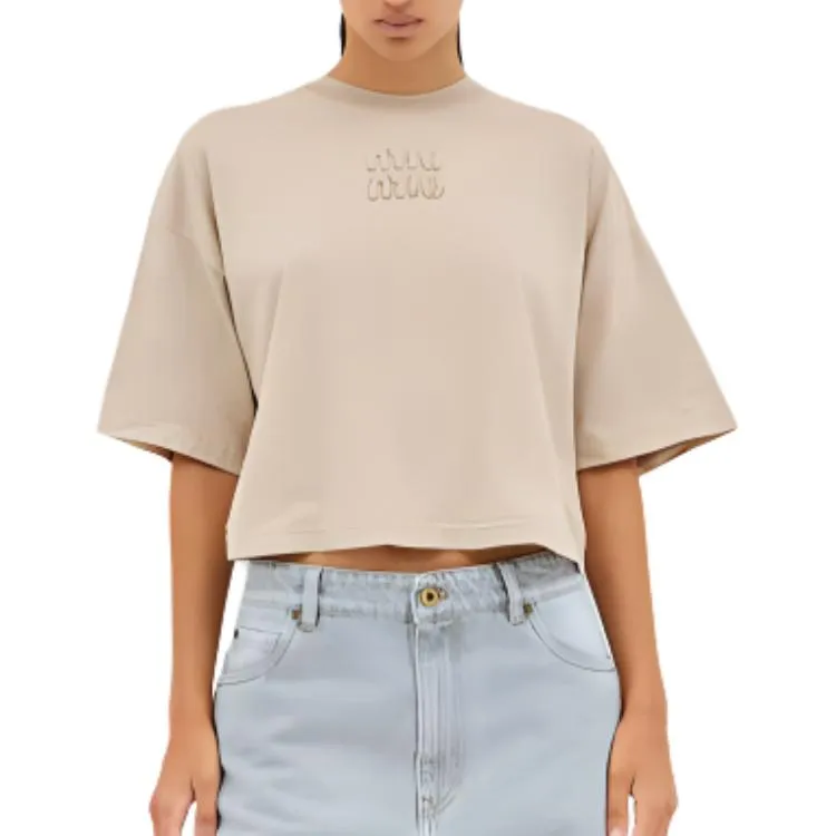 MIU MIU Logo embroidered T shirt-2