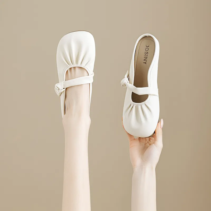 JOSINY Rubber Sole Quiet Wrap toe Slippers Women's Ecru-3