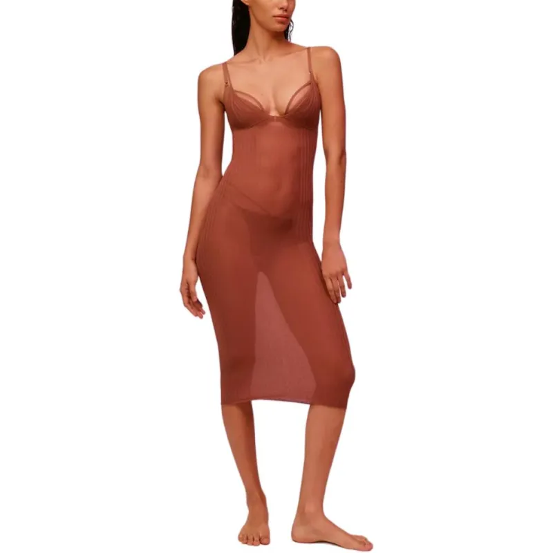 CALVIN KLEIN Slip Dresses Women's Cognac-2