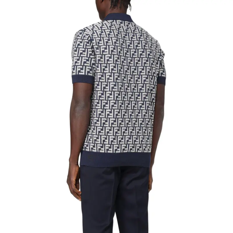 FENDI Ff Motif Short-Sleeved Knit Polo Shirt-3