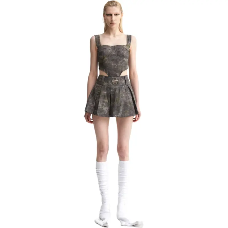 YJ1NGZYZJ Denim Short Skirts Women's Gray-2