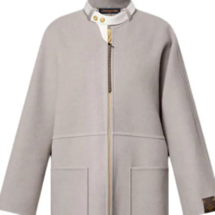 LOUIS VUITTON Leather Collar Double Face Coat-2