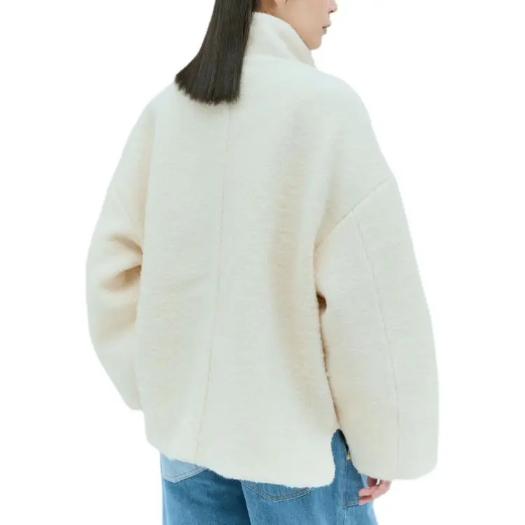 GANNI Velvet feel Coat Women's Cream-1