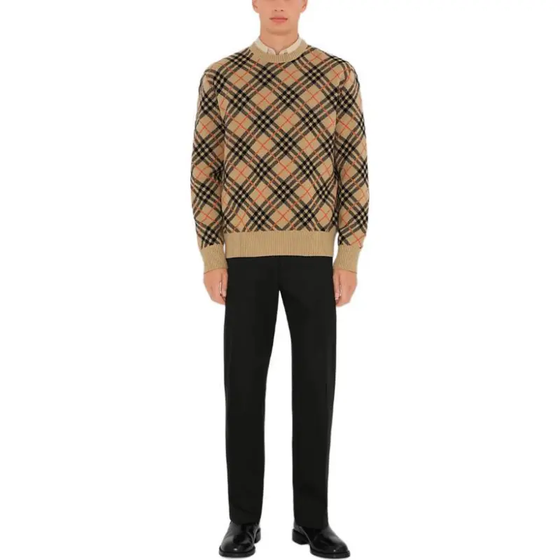 Burberry Checked Knitted Crewneck Jumper-1