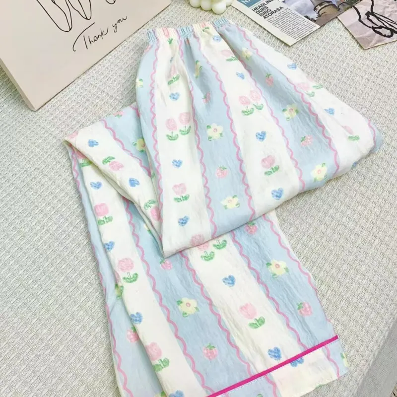 WANANNI Pajama Set Women's Blue Pink-3