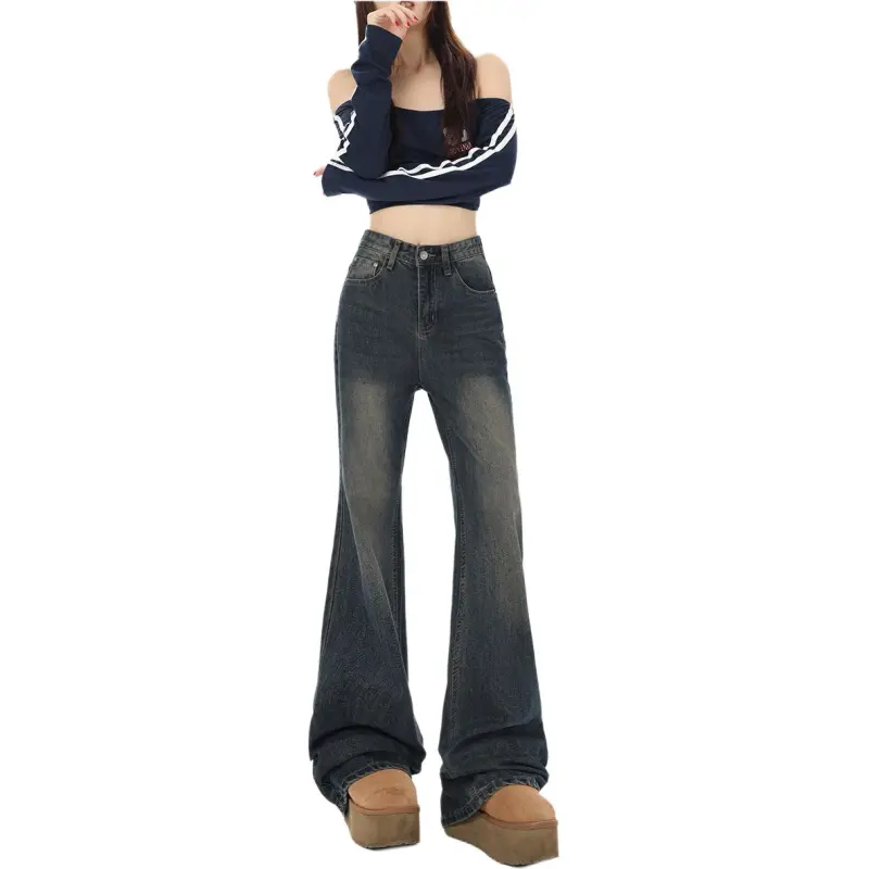 YINLEI Jeans Women's Vintage Blue-3