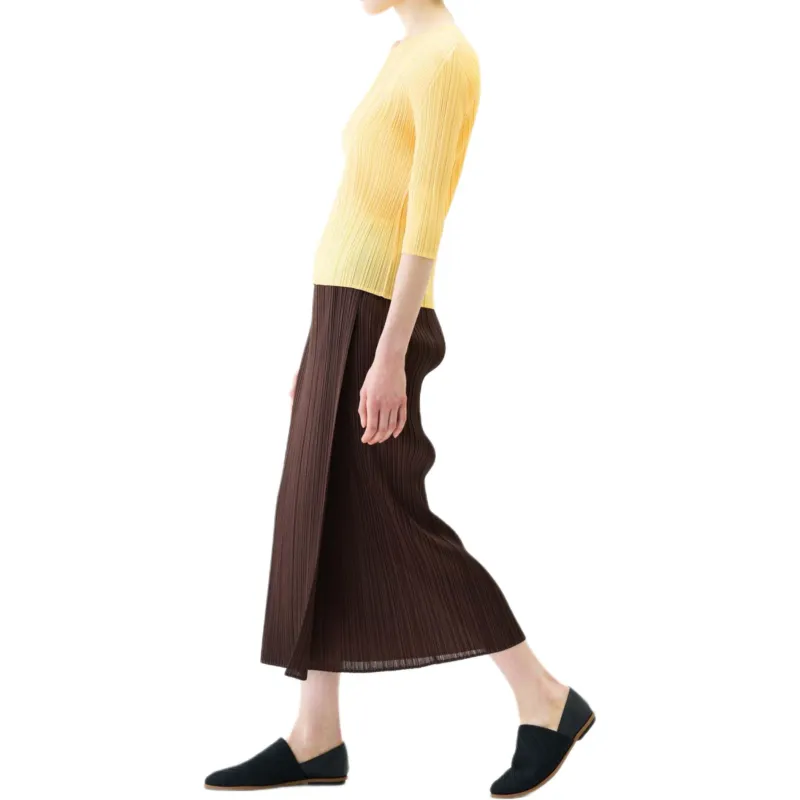 PLEATS PLEASE ISSEY MIYAKE Casual Long Skirt Women's Umber-4